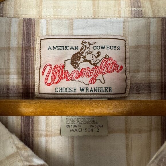 Vintage 90s Snap Shirt, Wrangler Plaid Button Down, Mens Western Clothing - Picture 6 of 8